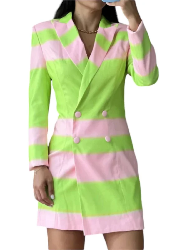 Today Only Satin Blazer Dress In Green/pink