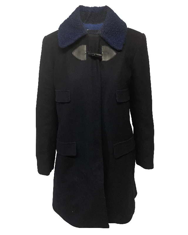 Act Now See by Chloe Winter Coat in Navy Blue Polyester