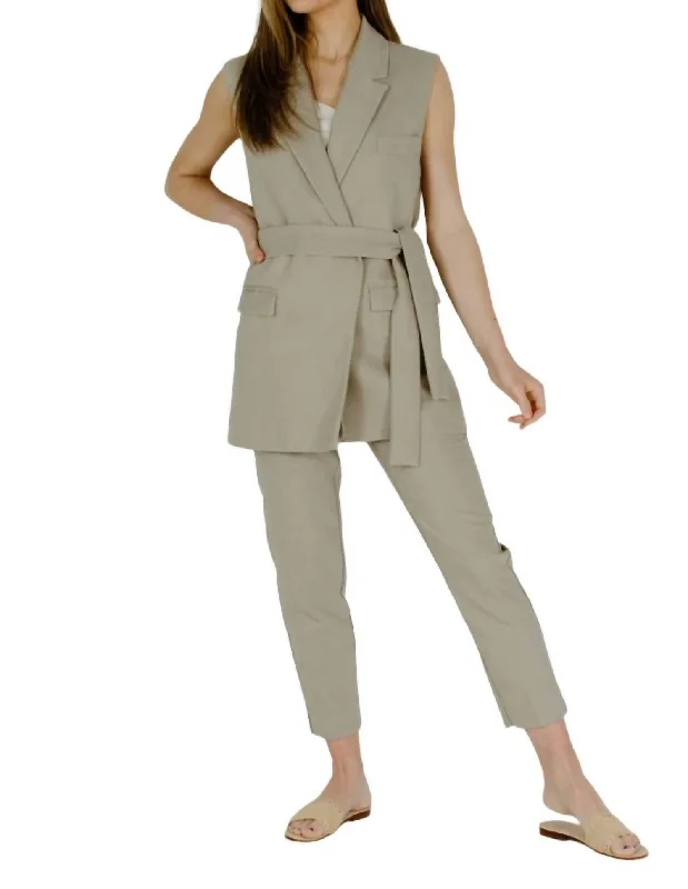 Instant Savings Sleeveless Suit Jacket In Beige