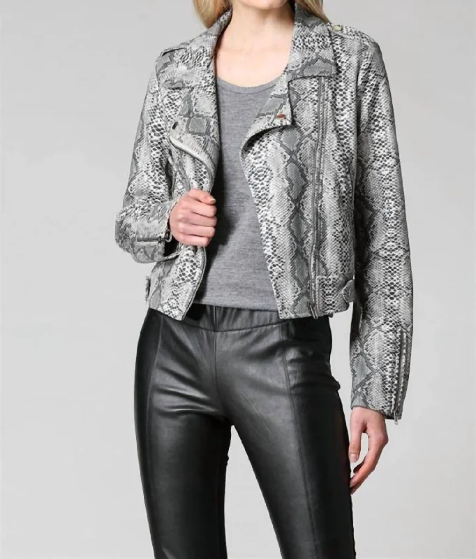 Can't Miss Snake Print Blazer Jacket In Grey