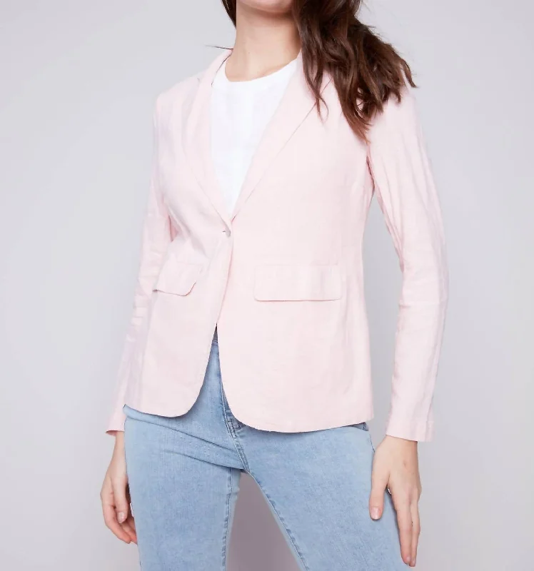 Super Sale Solid Linen Blazer In Lotus