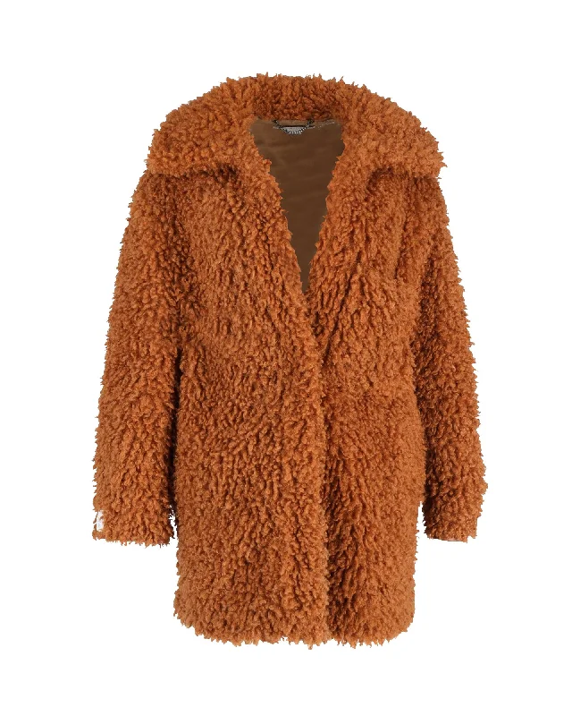 Price Cut Stella McCartney Shearling Josephine Coat In Brown Faux Fur