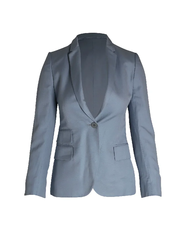 Limited Availability Stella McCartney Single-Breasted Blazer in Light Blue Rayon