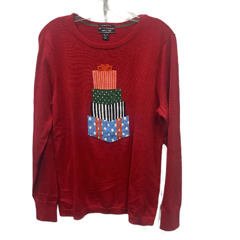 Sweater By Lands End In Red, Size: Xl