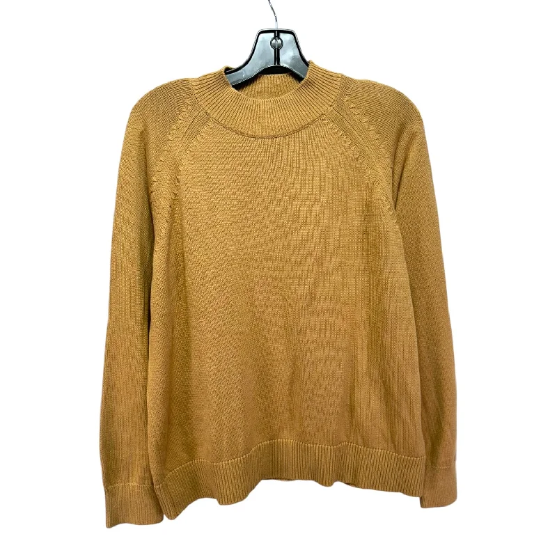 Instant Discount Organic Cotton Mock Neck Sweater By Quince in TAN, Size: L