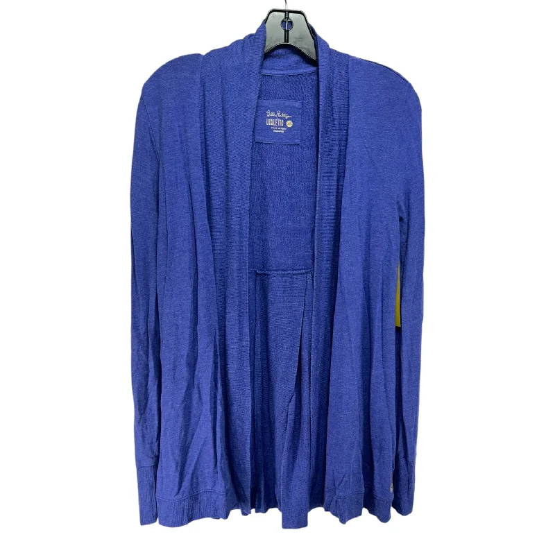 Flash Sale Elena Wrap Sweater Designer By Lilly Pulitzer Luxletic In Heathered Lapis Lazuli, Size: XS