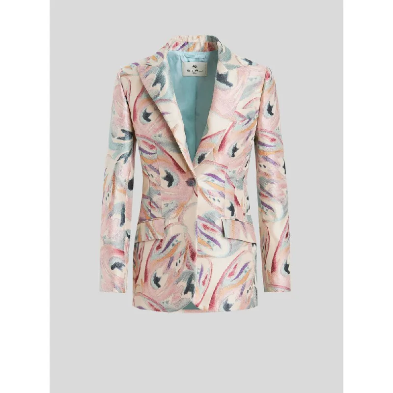 Don't Wait Tailored Jacquard Jacket With Butterflies