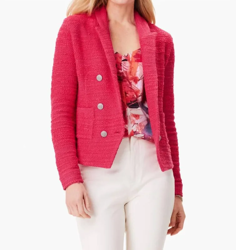 Early Bird Discount Textured Femme Knit Jacket In Bright Rose