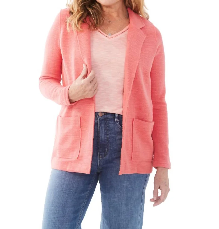 Lowest Price Textured Knit Blazer In Flamingo Pink