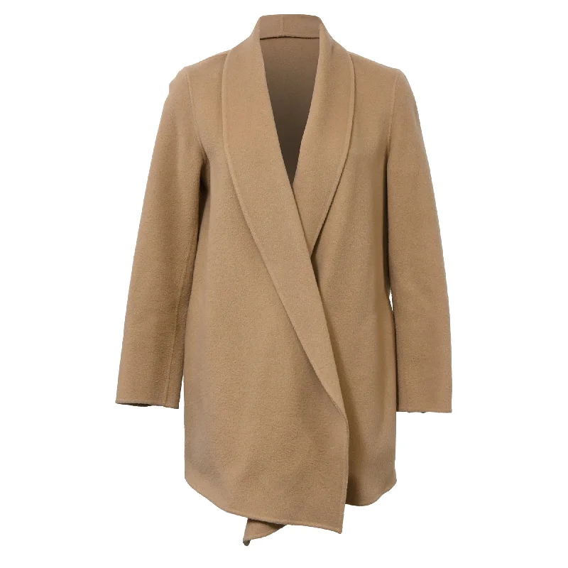 Limited Availability Theory Double-Breasted Open Knit Blazer in Brown Wool