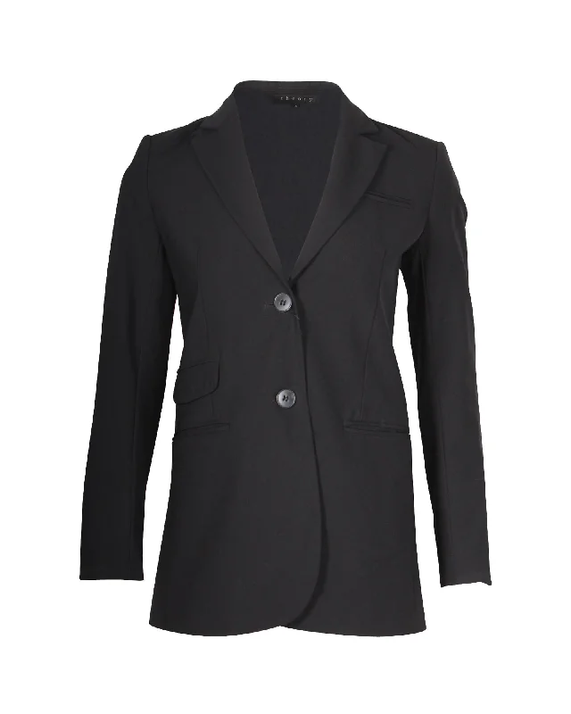 Theory Single-Breasted Blazer in Black Wool