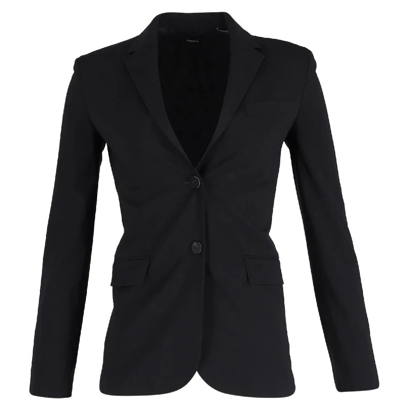 Price Drop Theory Women's Single-Breasted Blazer in Black Wool