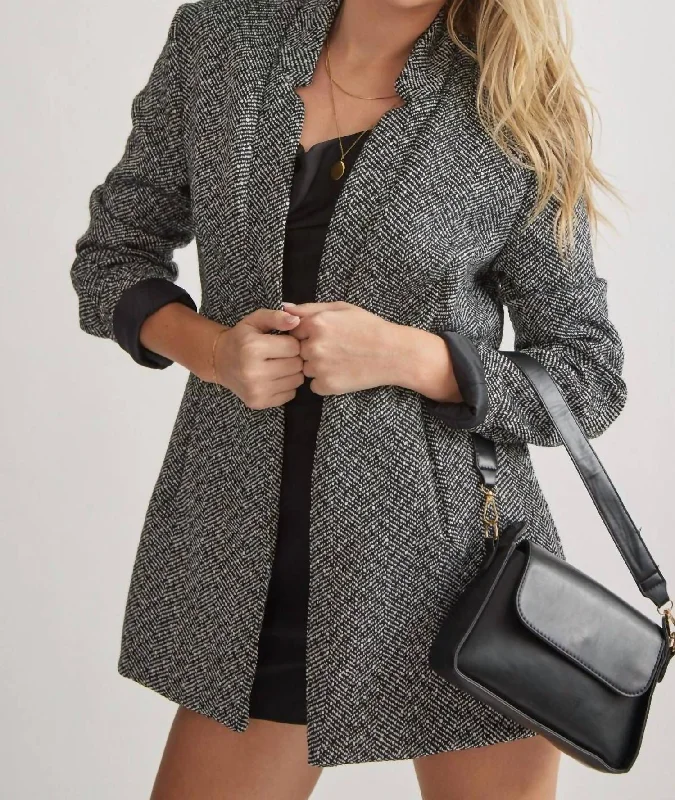 Super Sale Ticking Time Blazer In Black And White