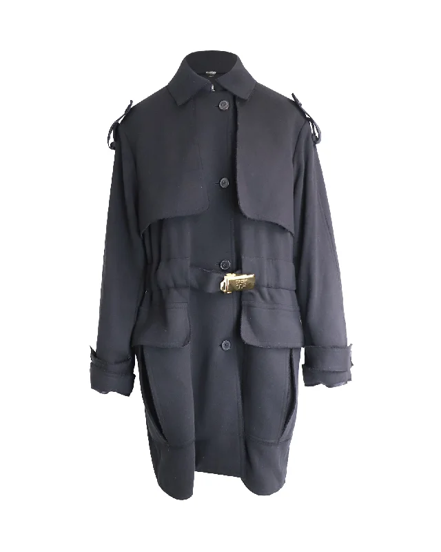 Savings Spectacular Tom Ford Belted Frayed Trench Coat In Black Cotton