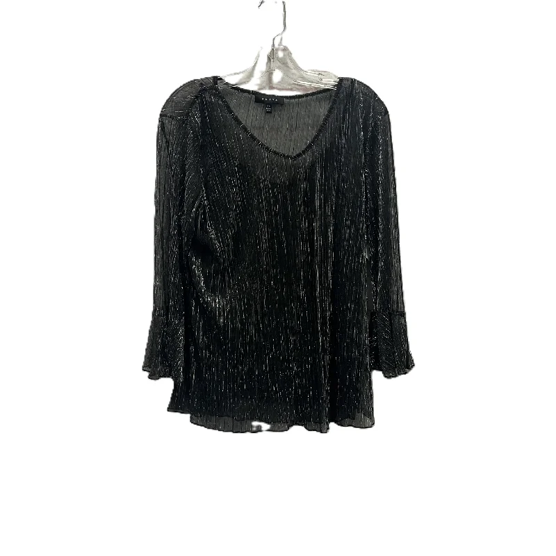 Top Long Sleeve By Adiva In Black & Silver, Size: Xl