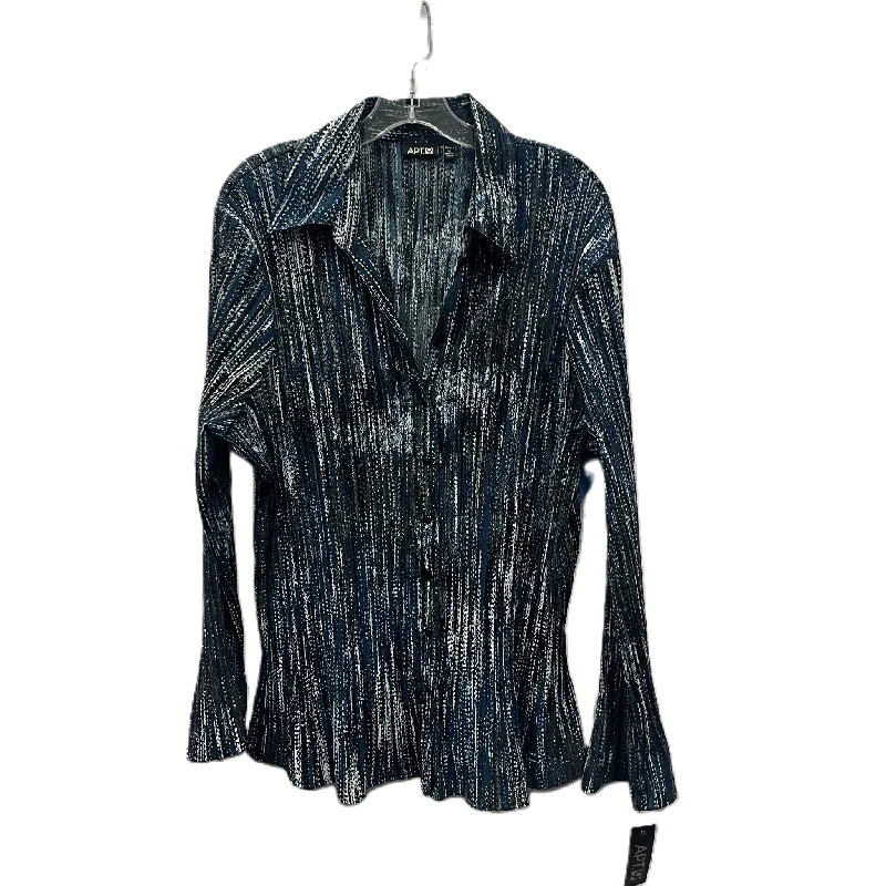 Amazing Deals Top Long Sleeve By Apt 9 In Blue, Size: 3x