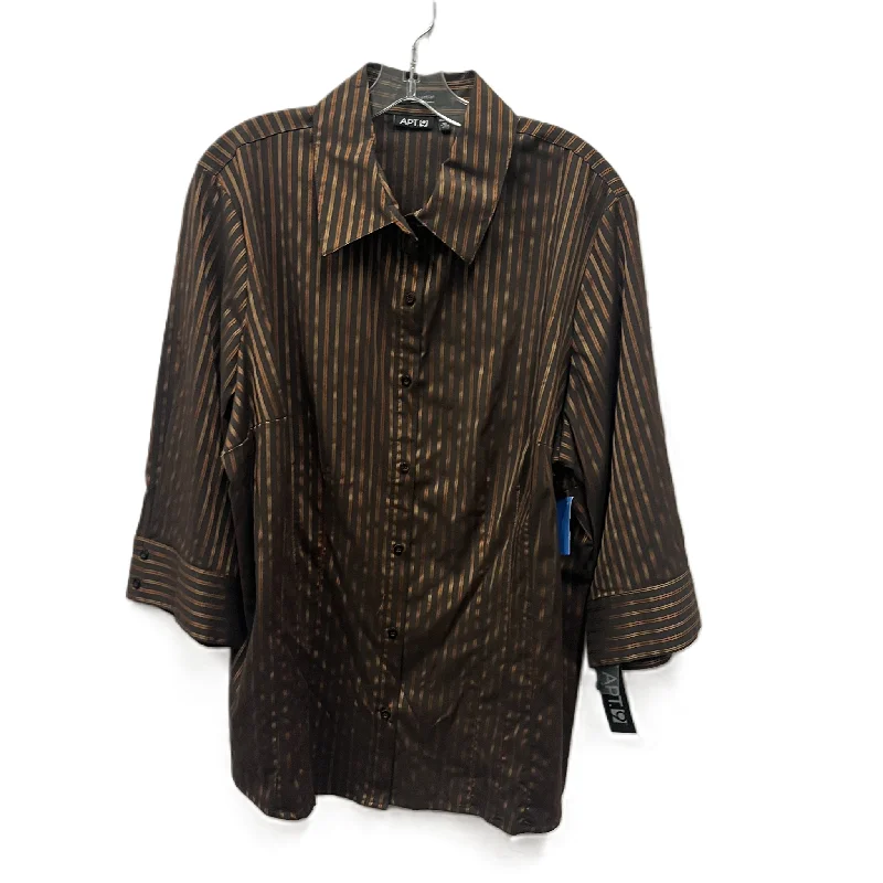Discount Extravaganza Top Long Sleeve By Apt 9 In Brown, Size: 2x