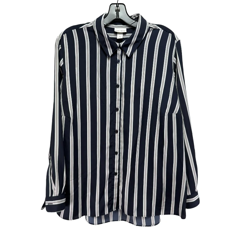 Steals and Deals Top Long Sleeve By Ava & Viv In Striped Pattern, Size: 2X