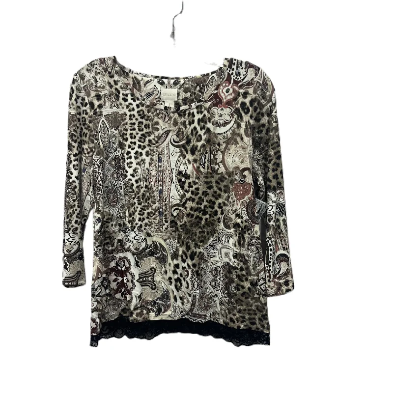 Discount Deals Top Long Sleeve By Chicos In Brown, Size: M