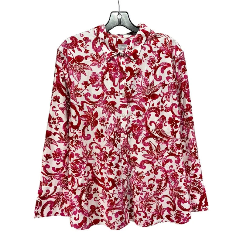 Top Long Sleeve By Chicos In Floral Print, Size: Xxl