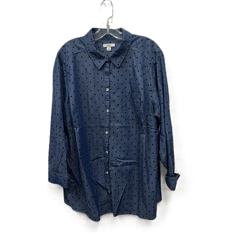 Super Deal Top Long Sleeve By Croft And Barrow In Blue, Size: 2x