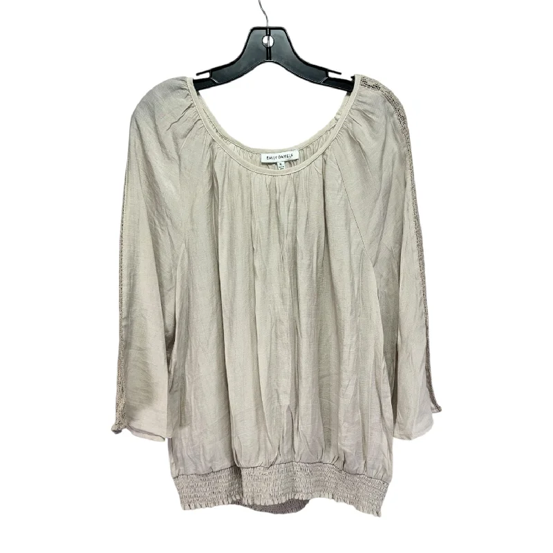 Top Long Sleeve By Emily Daniels In Beige, Size: Xl