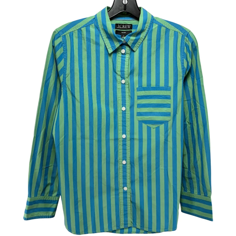 Major Savings Top Long Sleeve By J. Crew In Striped Pattern, Size: 8