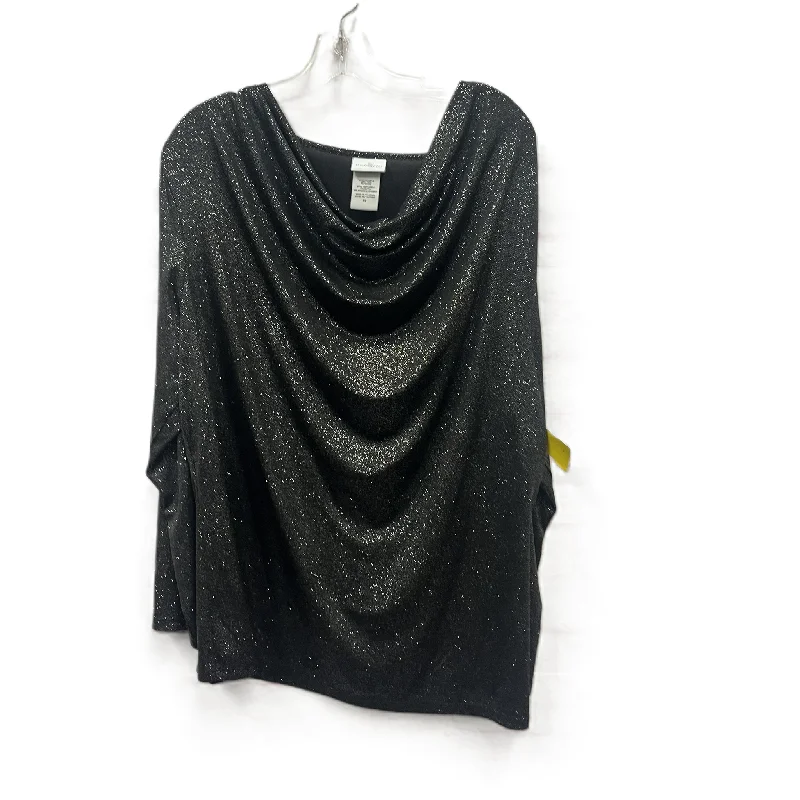 Top Long Sleeve By Jaclyn Smith In Black & Silver, Size: 1x