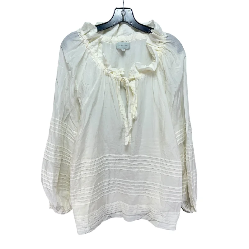 Top Long Sleeve By Lee Matthews In Cream, Size: 3X