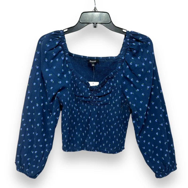 Super Bargain Top Long Sleeve By Madewell In Blue, Size: M