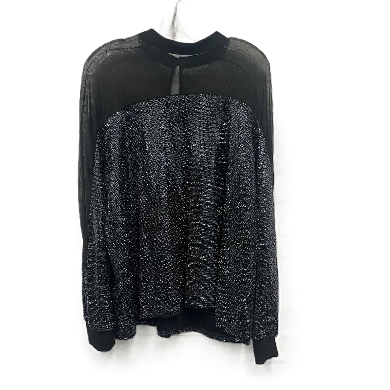 Top Long Sleeve By Nine West In Black & Grey, Size: Xl