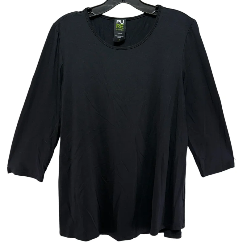 Top Long Sleeve By Pure Essence In Black, Size: L