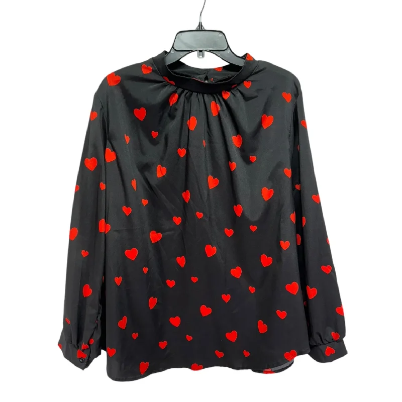 Top Long Sleeve By Shein In Black & Red, Size: 2x