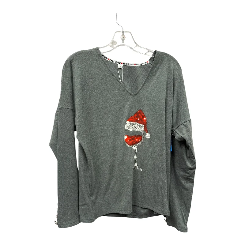 Top Long Sleeve In Grey, Size: L