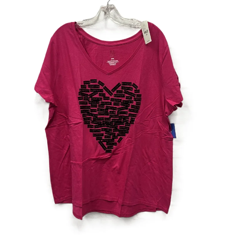 Best Bargains Top Short Sleeve By Lane Bryant In Pink, Size: 1x