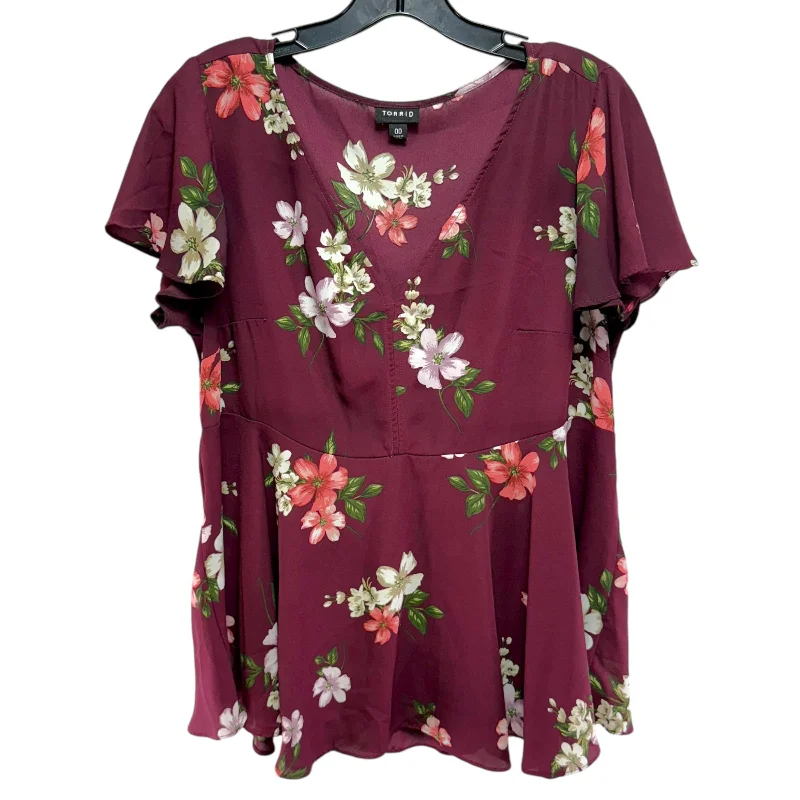 Top Short Sleeve By Torrid In Floral Print, Size: L