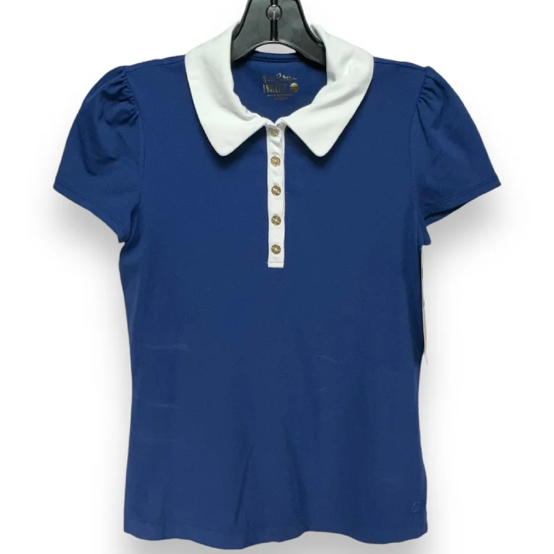 Instant Savings UPF 50+ Luxletic Frida Puff Sleeve Polo Designer By Lilly Pulitzer In Oyster Bay Navy, Size: XS