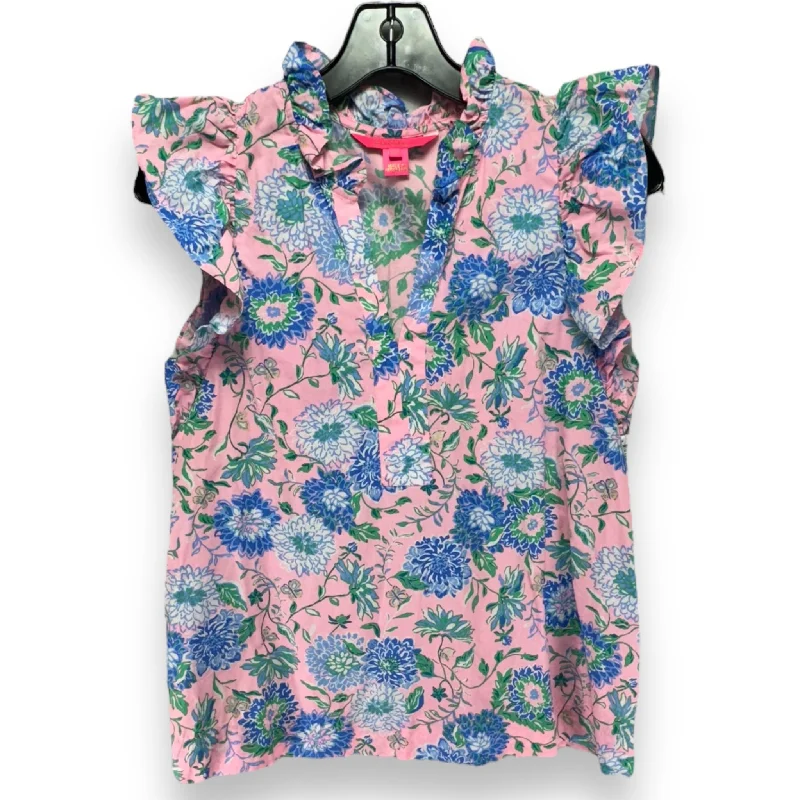 Inventory Reduction Klaudie Ruffle Sleeve Cotton Top Designer By Lilly Pulitzer In Conch Shell Pink Rumor Has It, Size: XS Inventory Reduction Klaudie Ruffle Sleeve Cotton Top Designer By Lilly Pulitzer In Conch Shell Pink Rumor Has It, Size: XS