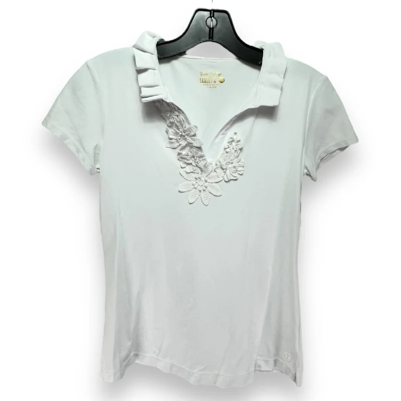 Online Exclusive UPF 50+ Luxletic Frida Polo Top Designer By Lilly Pulitzer In White, Size: XS Online Exclusive UPF 50+ Luxletic Frida Polo Top Designer By Lilly Pulitzer In White, Size: XS