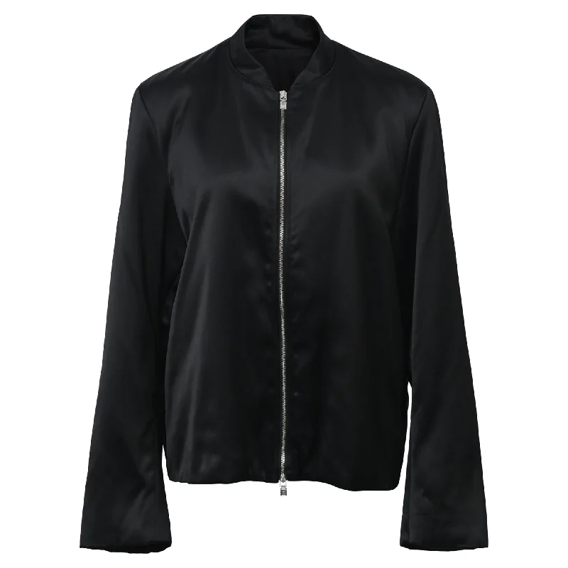 Big Discounts Totême Loose Sleeve Zippered Bomber Jacket in Black Viscose