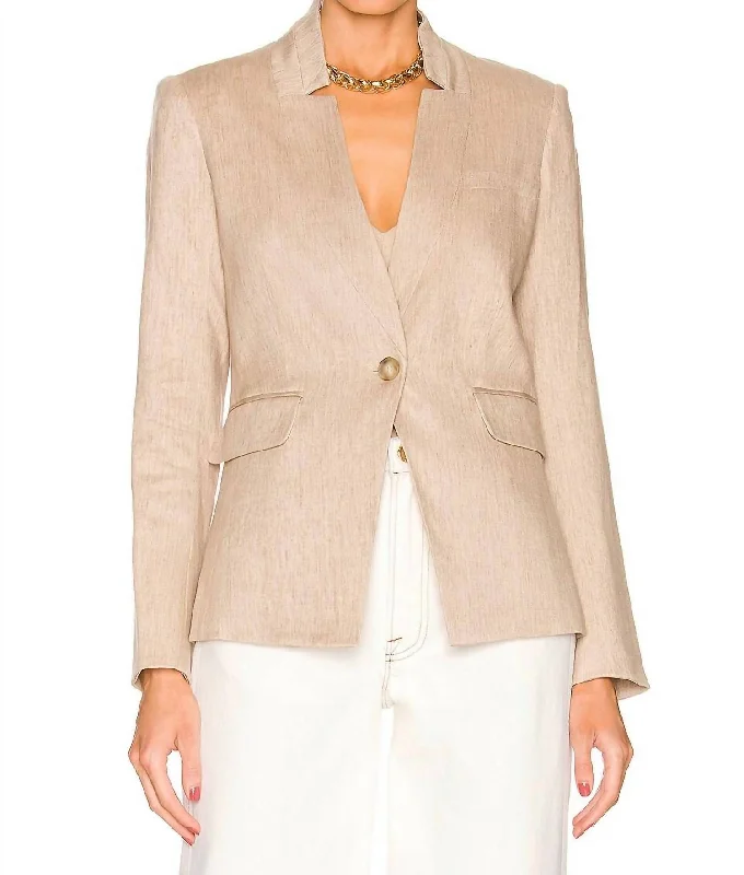New Arrival Upcollar Dickey Jacket In Beige