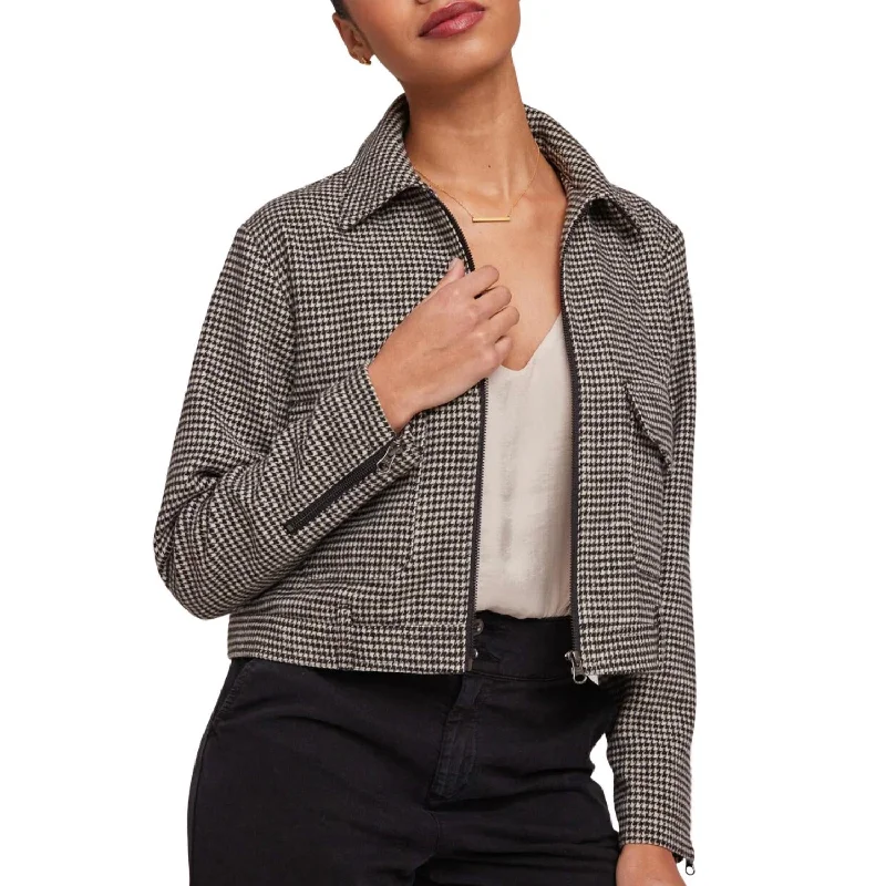 Markdowns Utility Pocket Zip Jacket In Houndstooth
