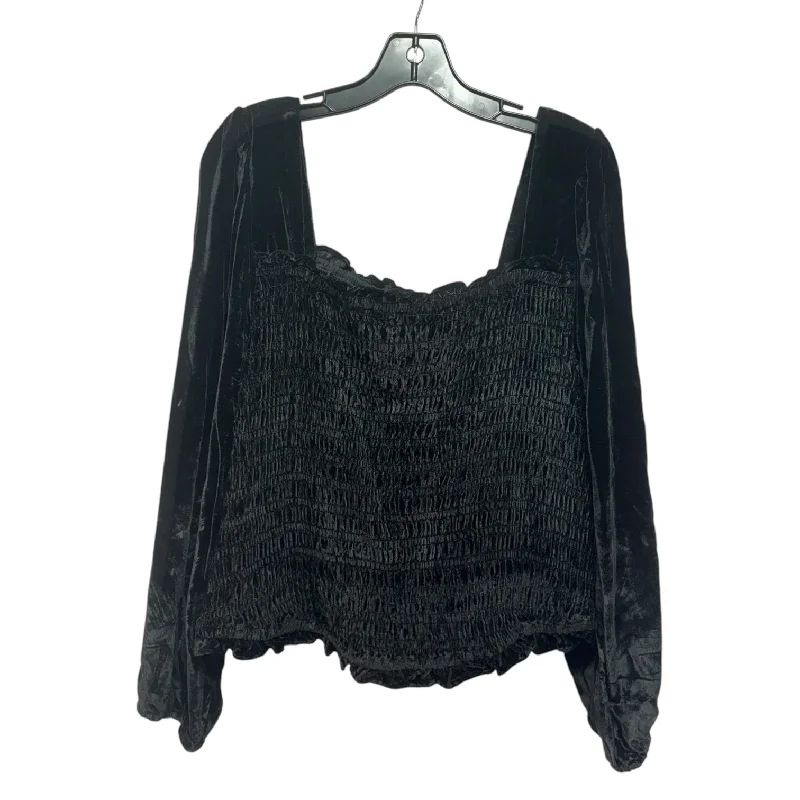 Huge Savings Velvet Top Long Sleeve By Torrid In Black, Size: 4