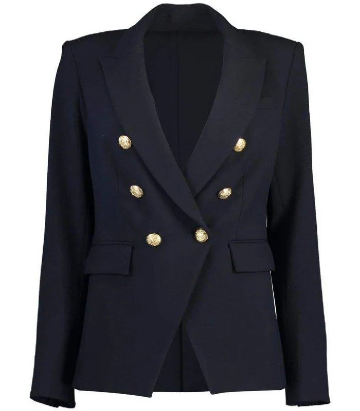 Can't Miss Veronica Beard Women's Navy Blue Dickey Classic Double Breasted Jacket Blazer