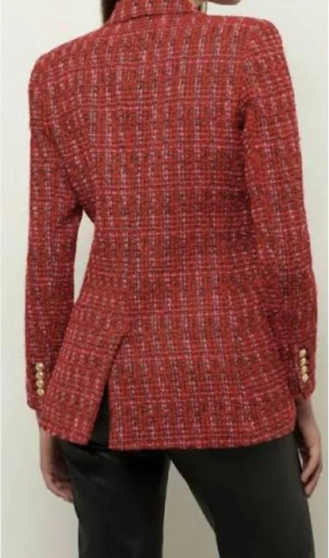 Crazy Deals Walted Double Breasted Jacket In Red Multi