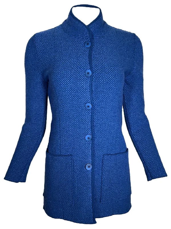 Women Bicolor Cashmere Long Coat In Vero Blu/royal