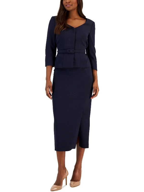 Lowest Price Womens 2PC Midi Four-Button Suit