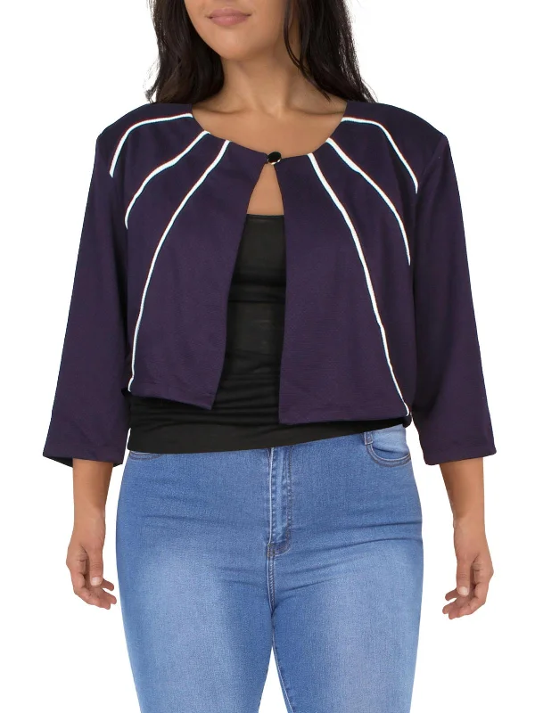 Deal of the Week Womens Crop Pintuck One-Button Blazer