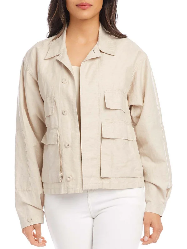 Price Cut Womens Linen Blend Cargo Jacket