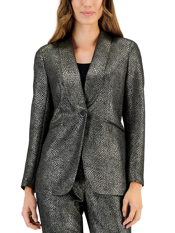Clearance Items Womens Metallic Suit Separate One-Button Blazer
